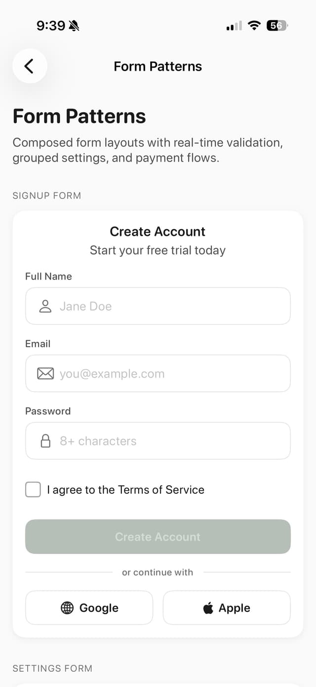 LubaUI Form Patterns showcase